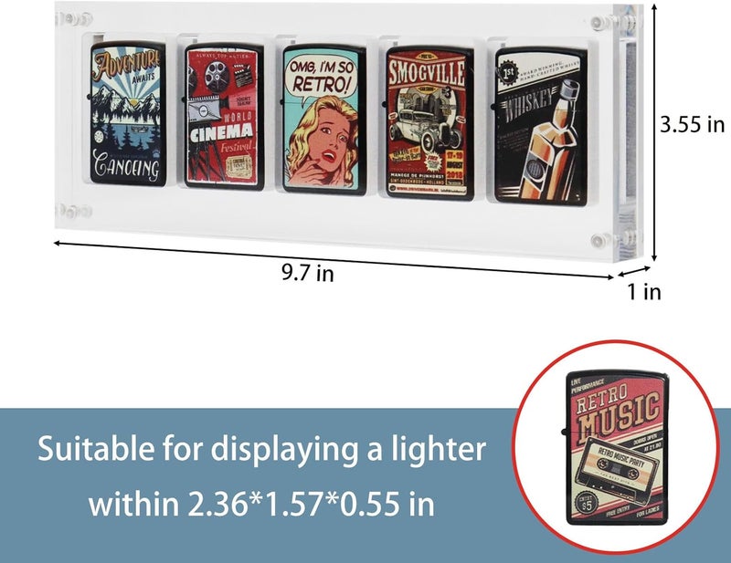 WEIMINLI Clear Acrylic Lighter Display Case, Holds 5 Lighters, Ideal Men's Gift for Dad, Husband & Collectors - Image 4
